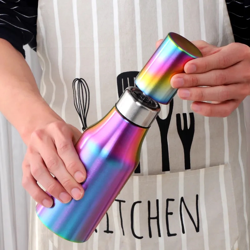 Stainless Steel Condiment Oil Dispenser with Metal Cap