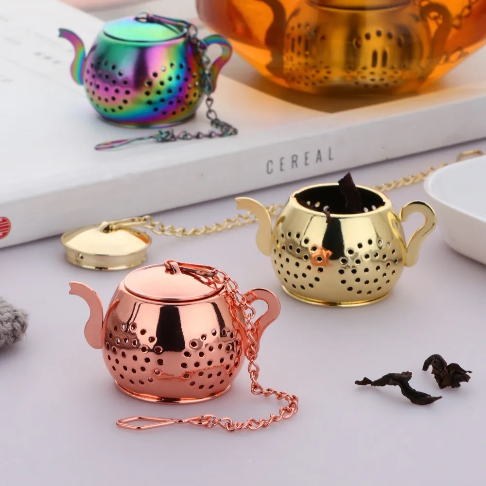 Creative Teapot-Shaped Stainless Steel Tea Infuser w/ Chain