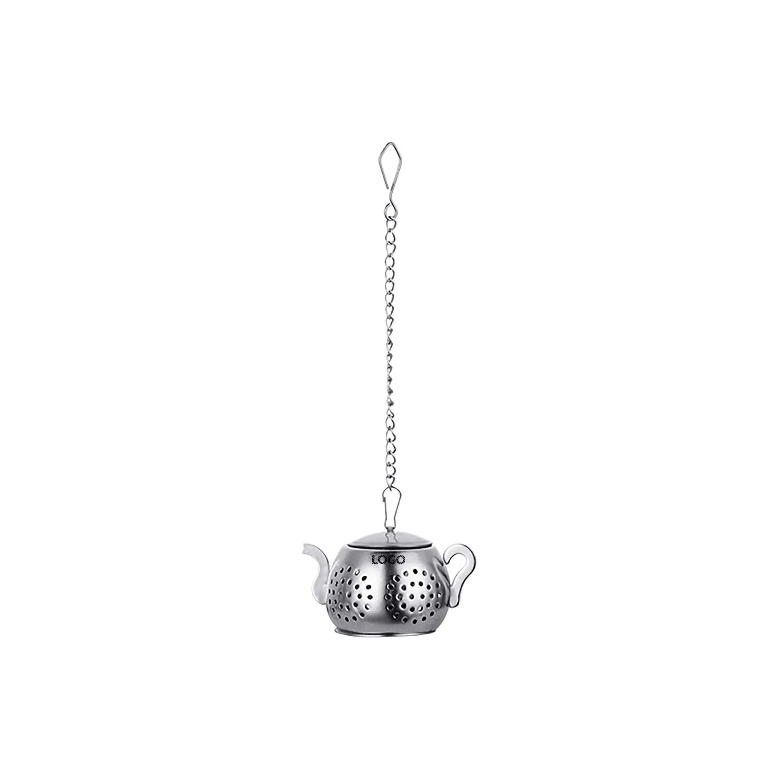 Creative Teapot-Shaped Stainless Steel Tea Infuser w/ Chain