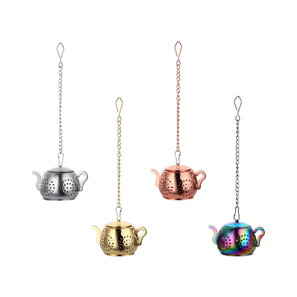 Creative Teapot-Shaped Stainless Steel Tea Infuser w/ Chain