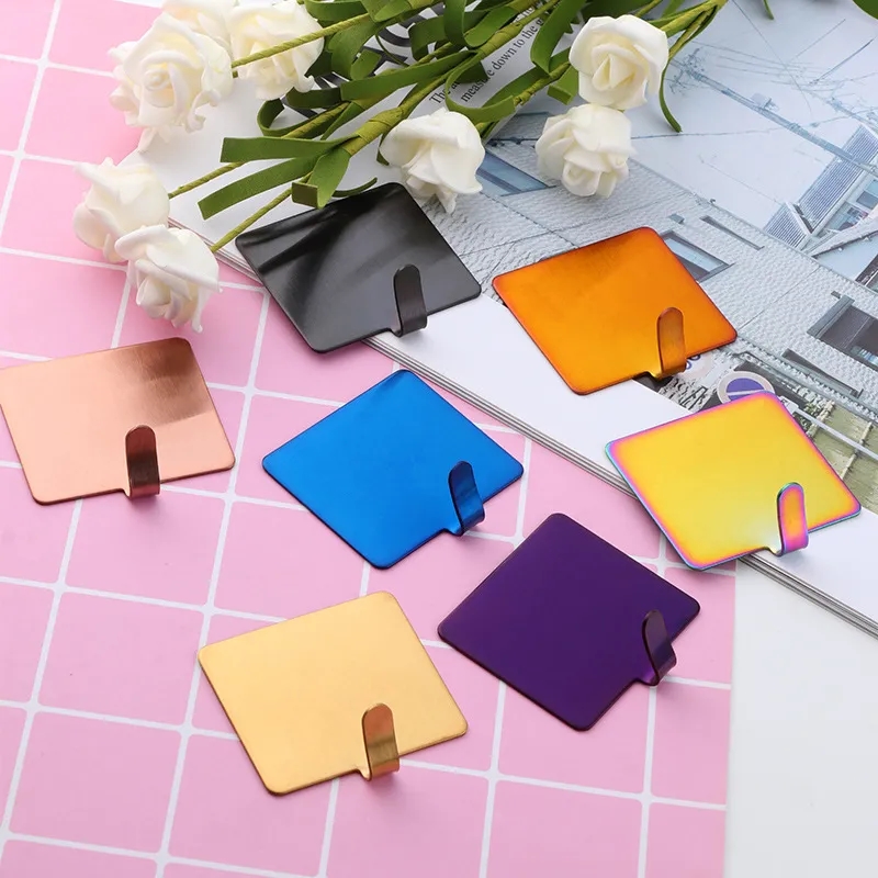 Square Stainless Steel Adhesive Hooks - No Drill Needed