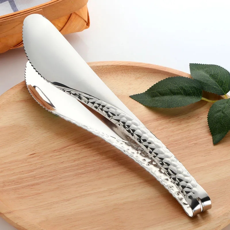 Hammered 304 Stainless Steel Extended Food & Grill Tongs