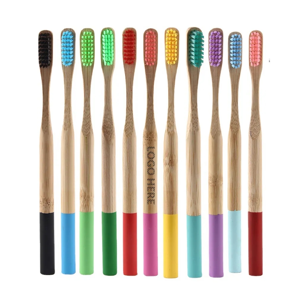 Eco-Friendly Adult Bamboo Toothbrush with Nylon Bristles