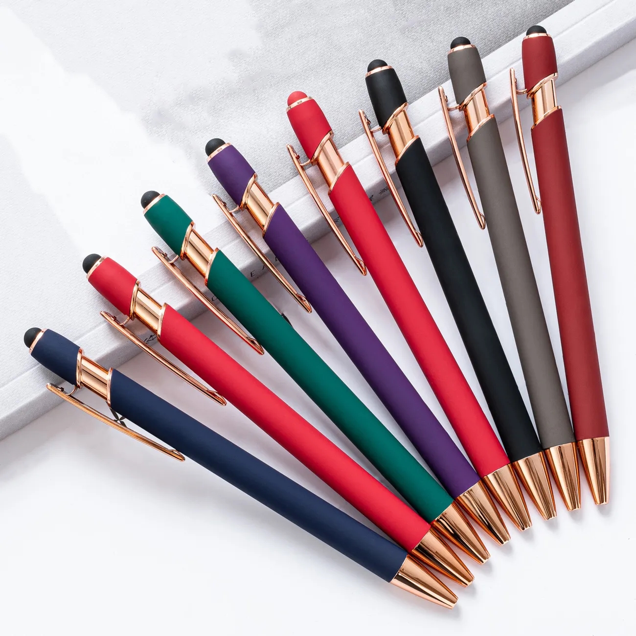 Plunger Action Aluminum Barrel Ballpoint Pen Bullet Shape