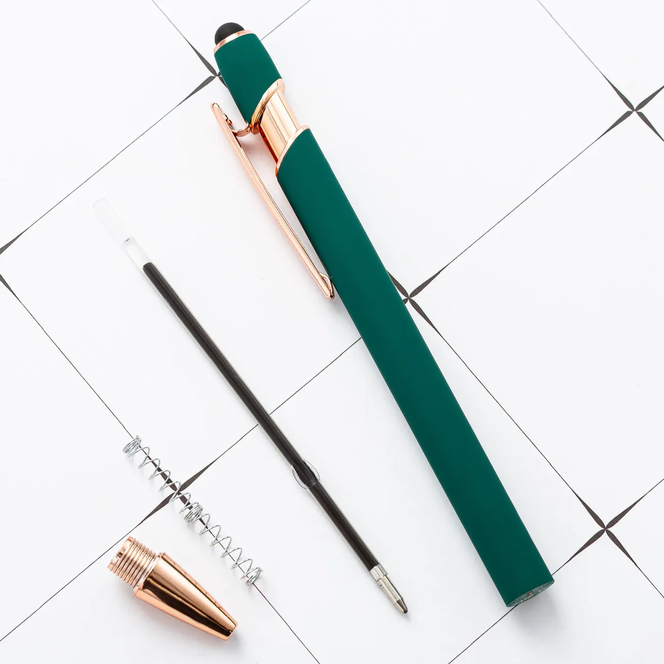 Plunger Action Aluminum Barrel Ballpoint Pen Bullet Shape