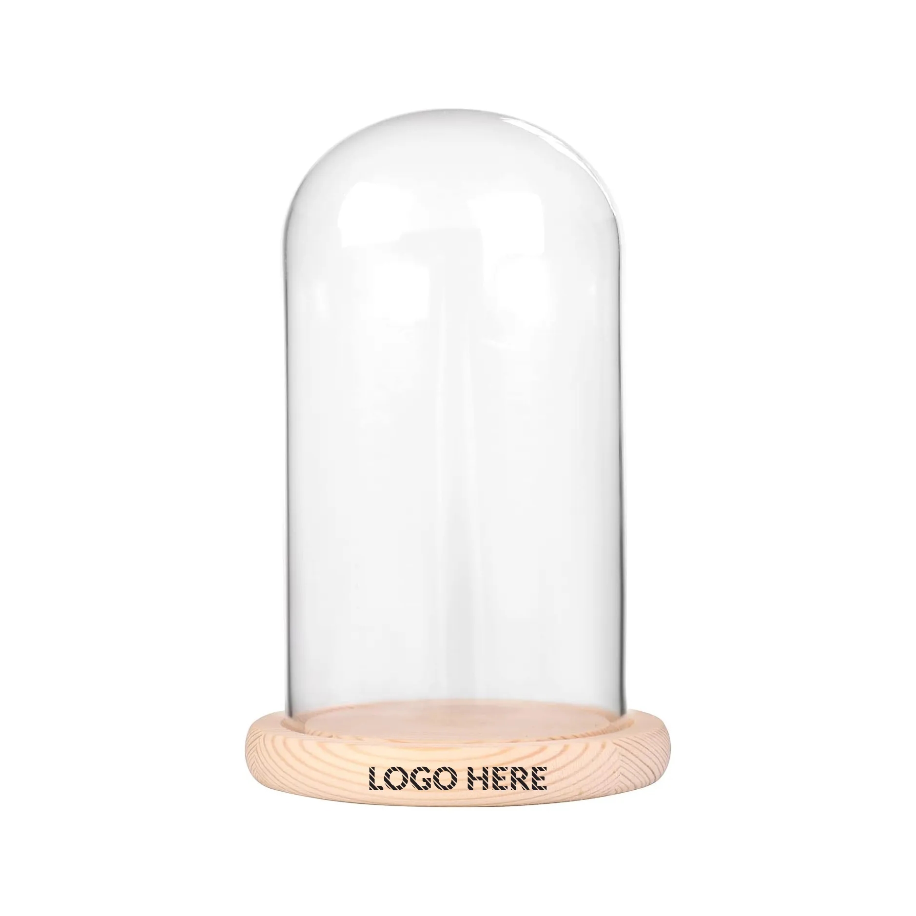 7x4" Glass Cloche Dome with Wood Base for Decorative Display