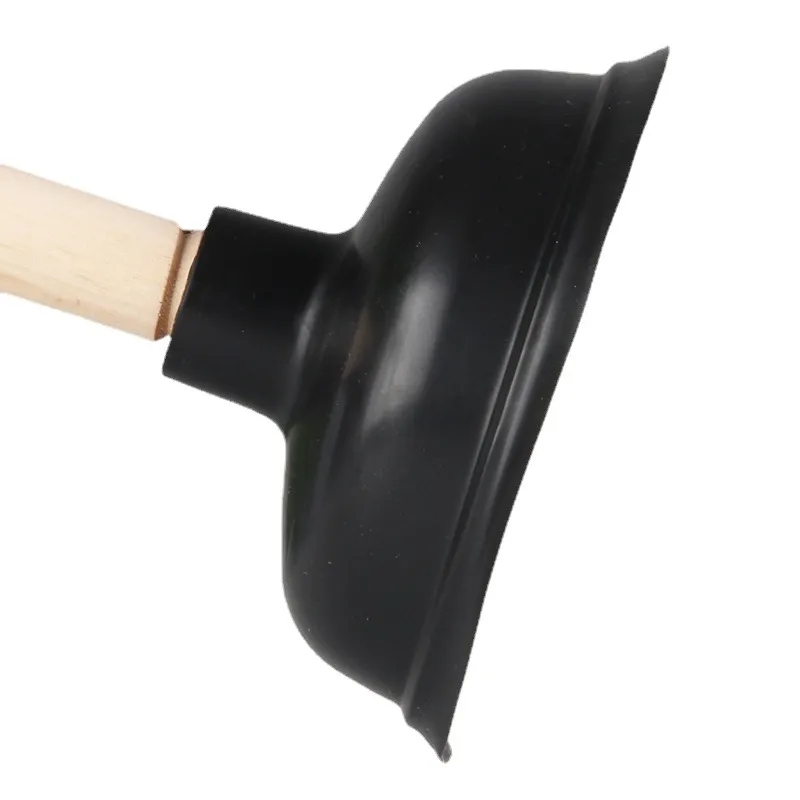 Durable 14cm Rubber Toilet Plunger with Wooden Handle