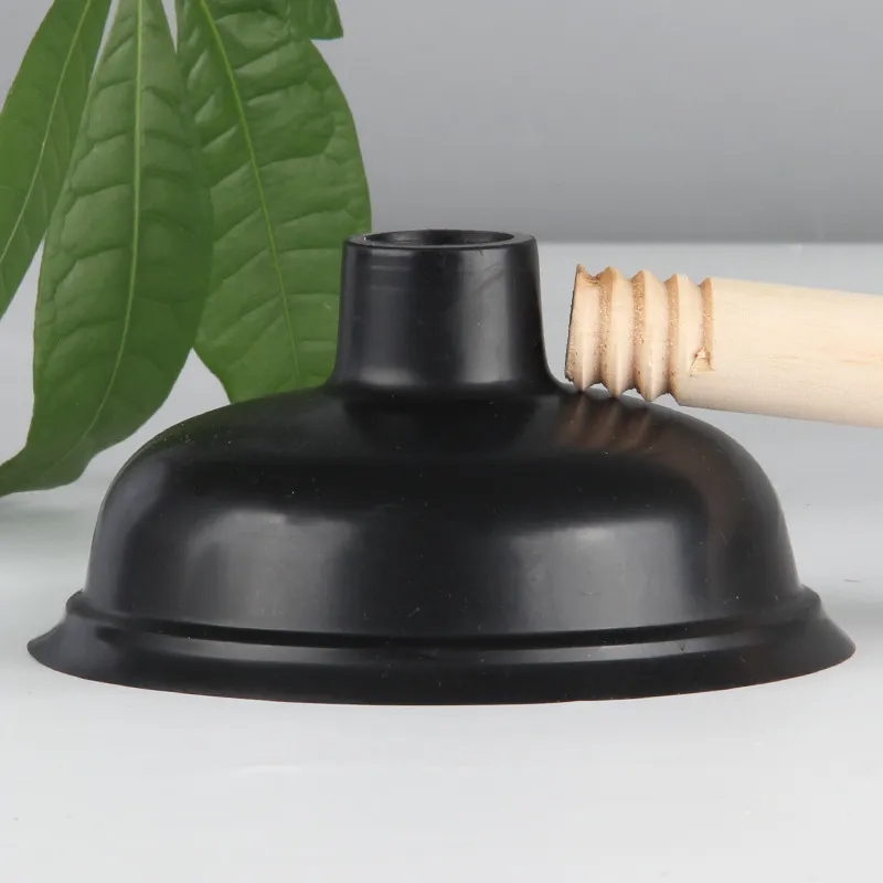 Durable 14cm Rubber Toilet Plunger with Wooden Handle
