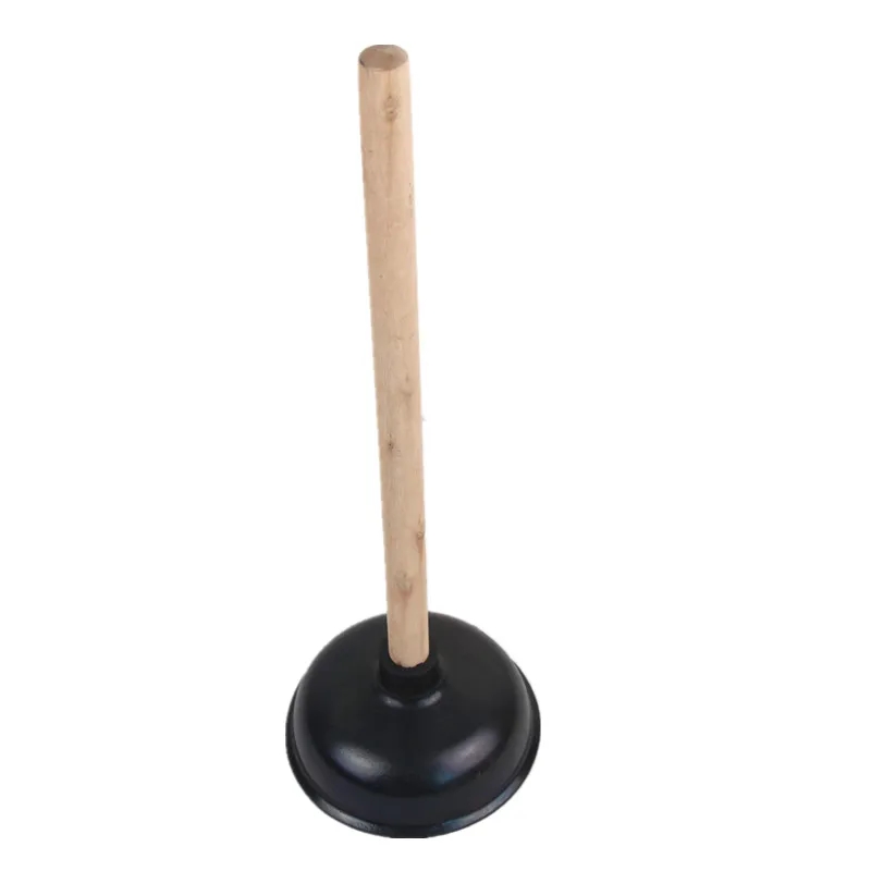 Durable 14cm Rubber Toilet Plunger with Wooden Handle