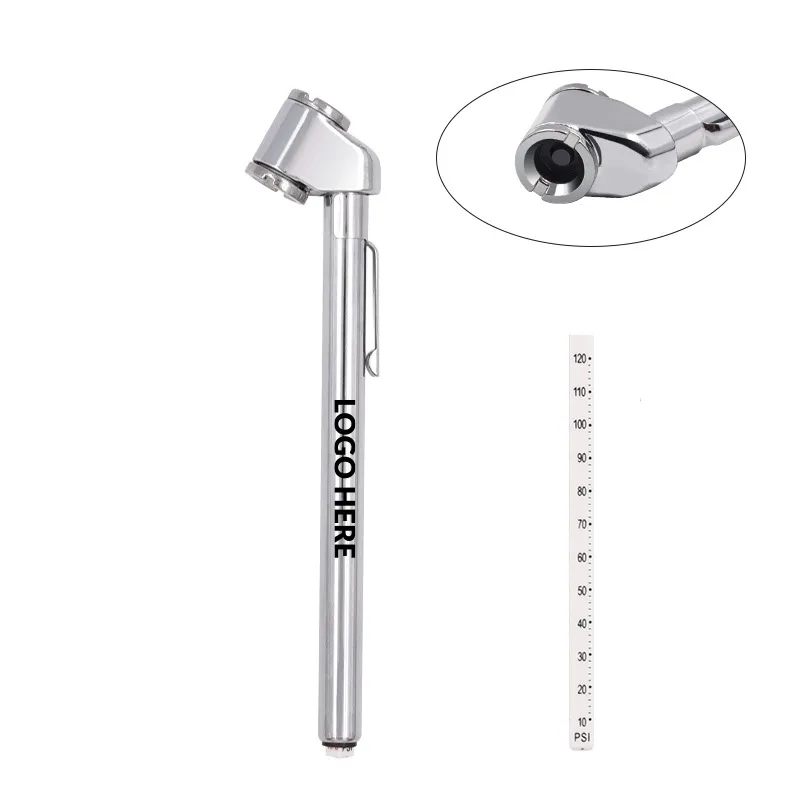Pen-Style Dual-Input Tire Pressure Gauge w/ Rotatable Scale