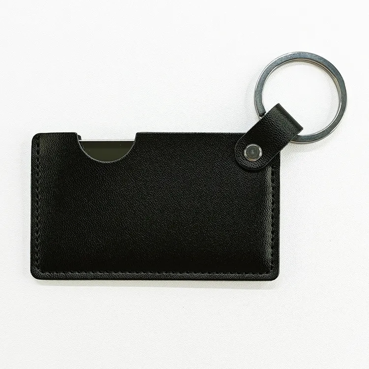 PU Leather Compact Mirror with Keychain - Shatterproof