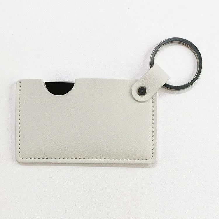 PU Leather Compact Mirror with Keychain - Shatterproof