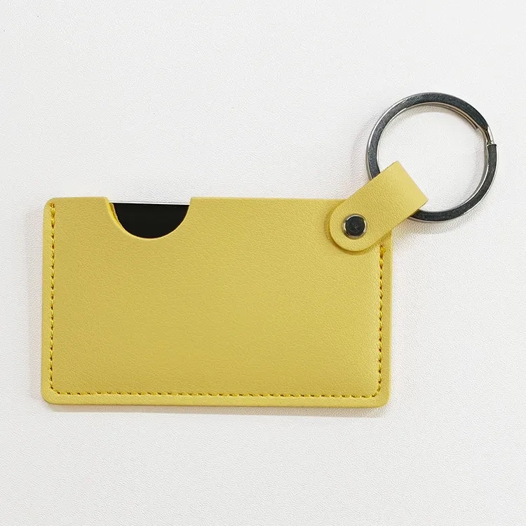 PU Leather Compact Mirror with Keychain - Shatterproof