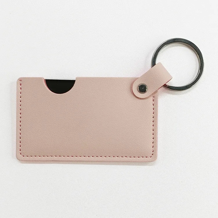 PU Leather Compact Mirror with Keychain - Shatterproof