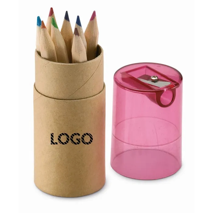 12-Color Wooden Pencil Set & Kraft Tube With Sharpener
