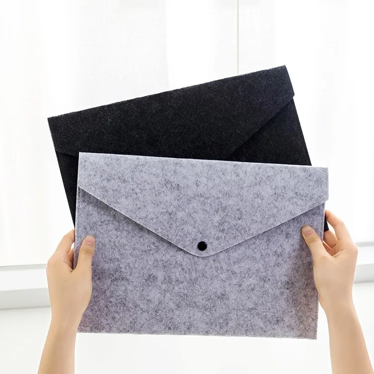 Minimalist A4 Felt File Document Bag - Snap Fastened