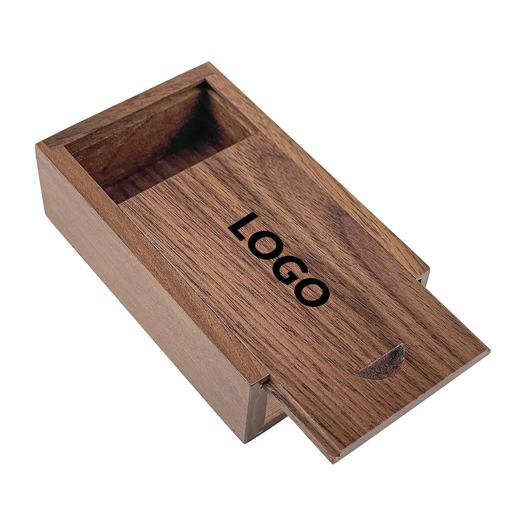 Walnut Wood Sliding-Top USB Gift Box