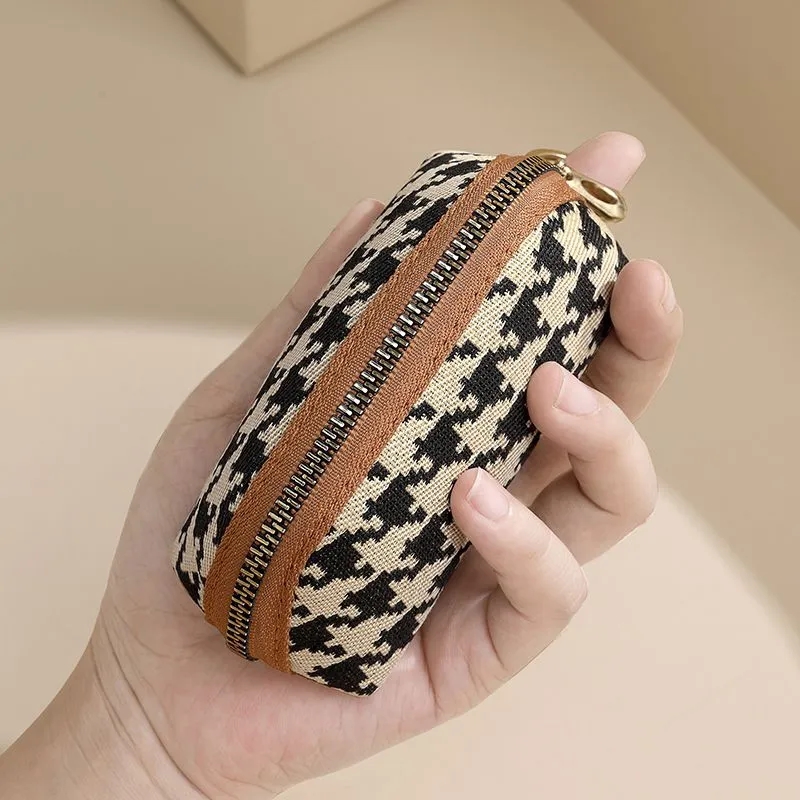 Simple Large Capacity Unisex Zippered Canvas Car Key Holder