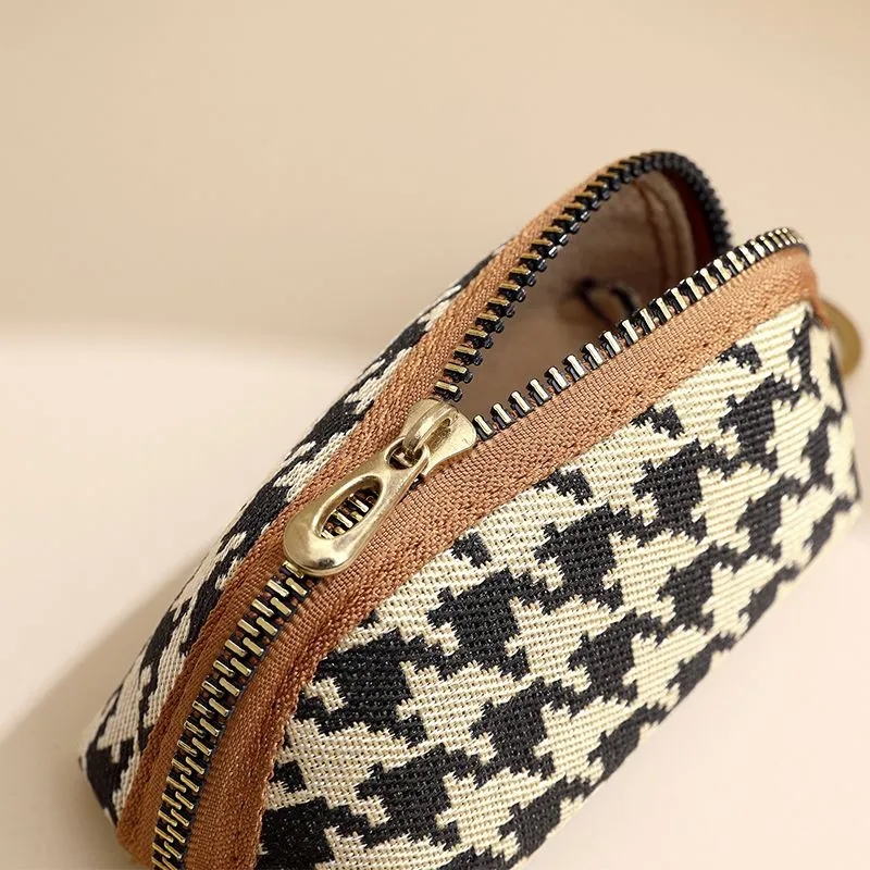 Simple Large Capacity Unisex Zippered Canvas Car Key Holder