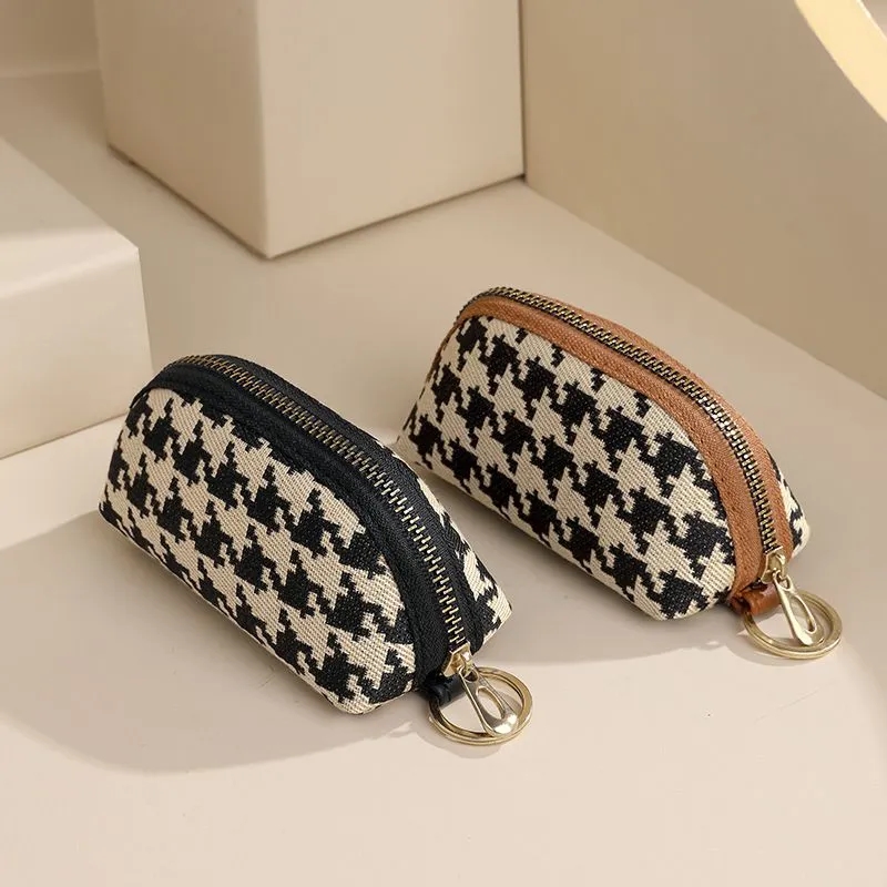 Simple Large Capacity Unisex Zippered Canvas Car Key Holder