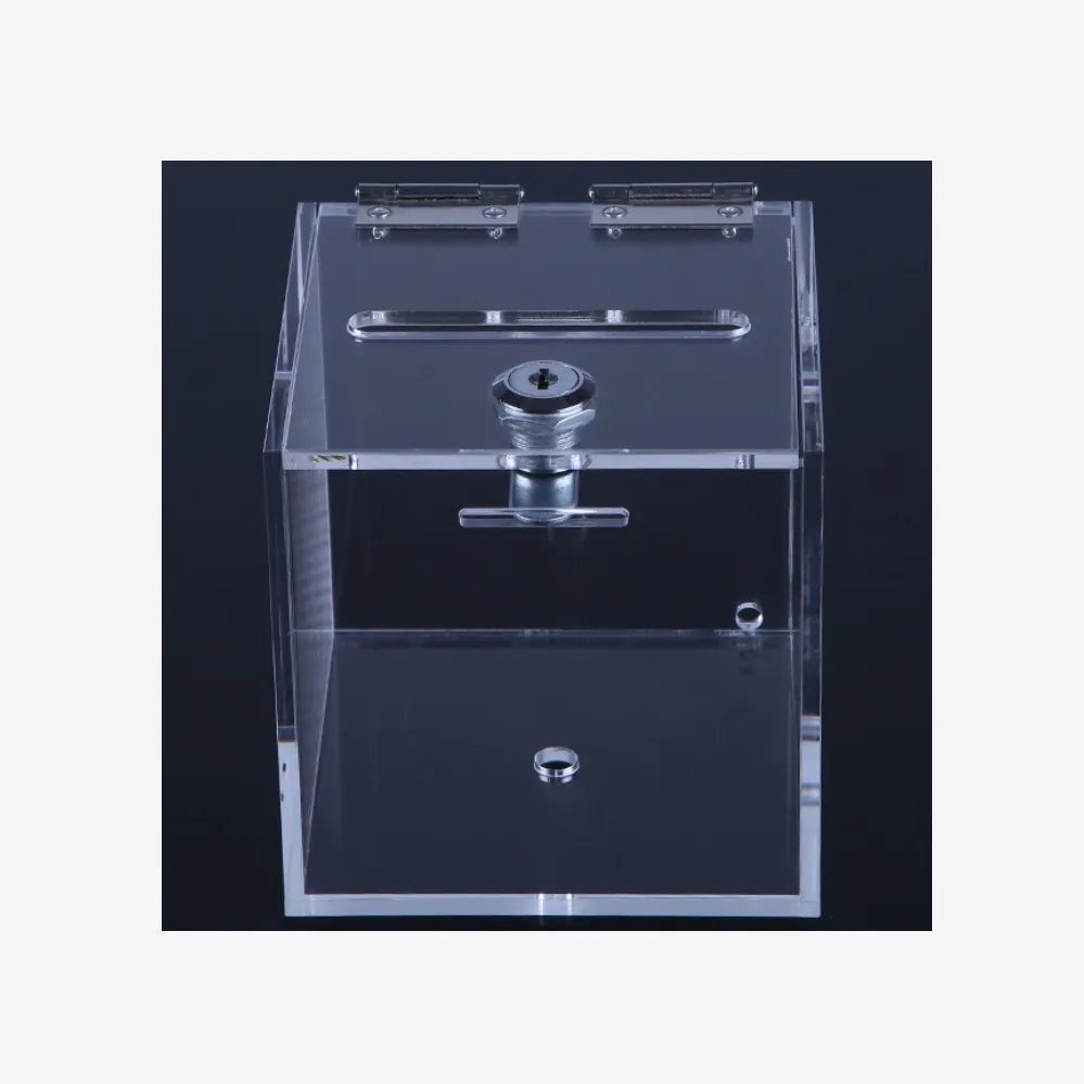 Clear Acrylic Ballot Box w/ Slot & Lock for Voting Donations