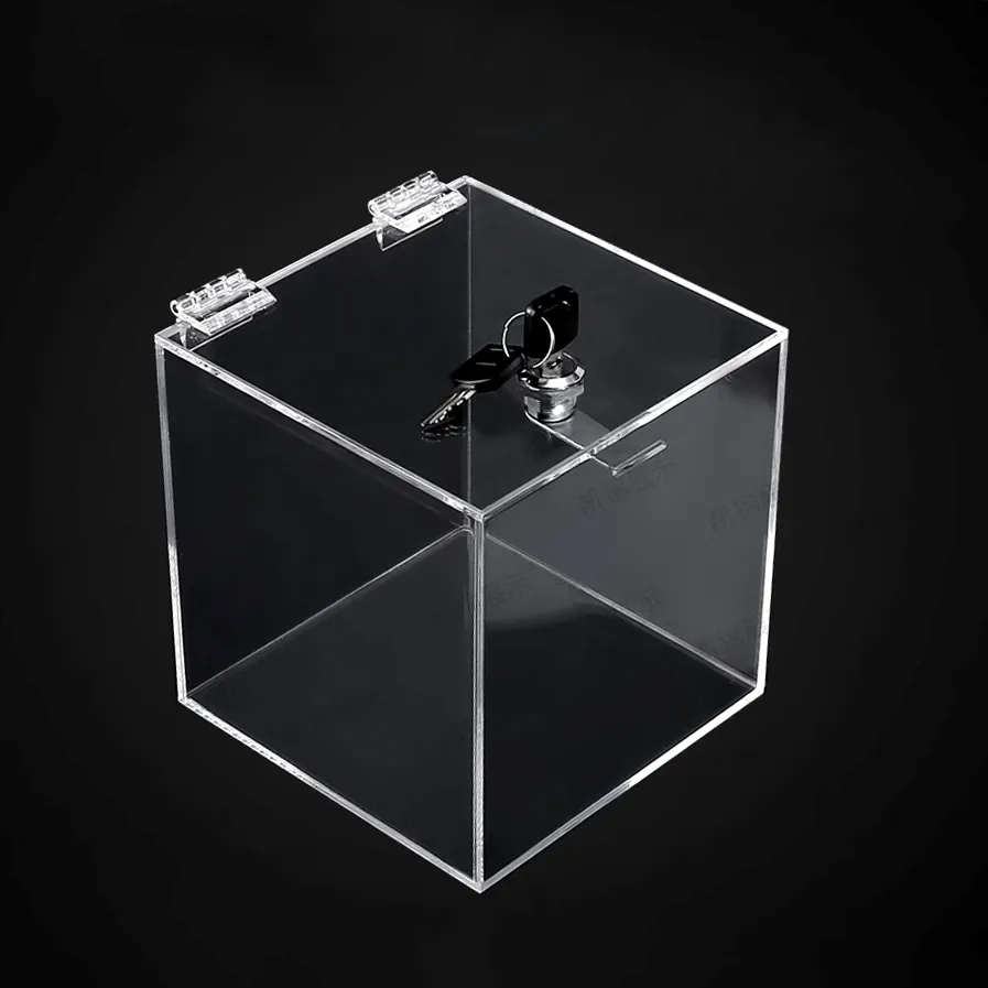 8x8x8" Clear Acrylic Display Case for Collectibles w/ Lock