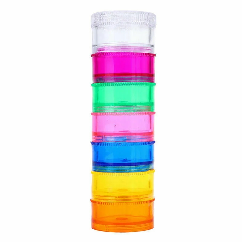 Rainbow Weekly Stackable 7-Day Pill Organizer Box Tube