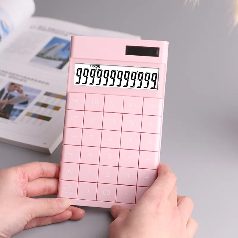 Solar-Powered 12-Digit Calculator with Comfort Tilt Design