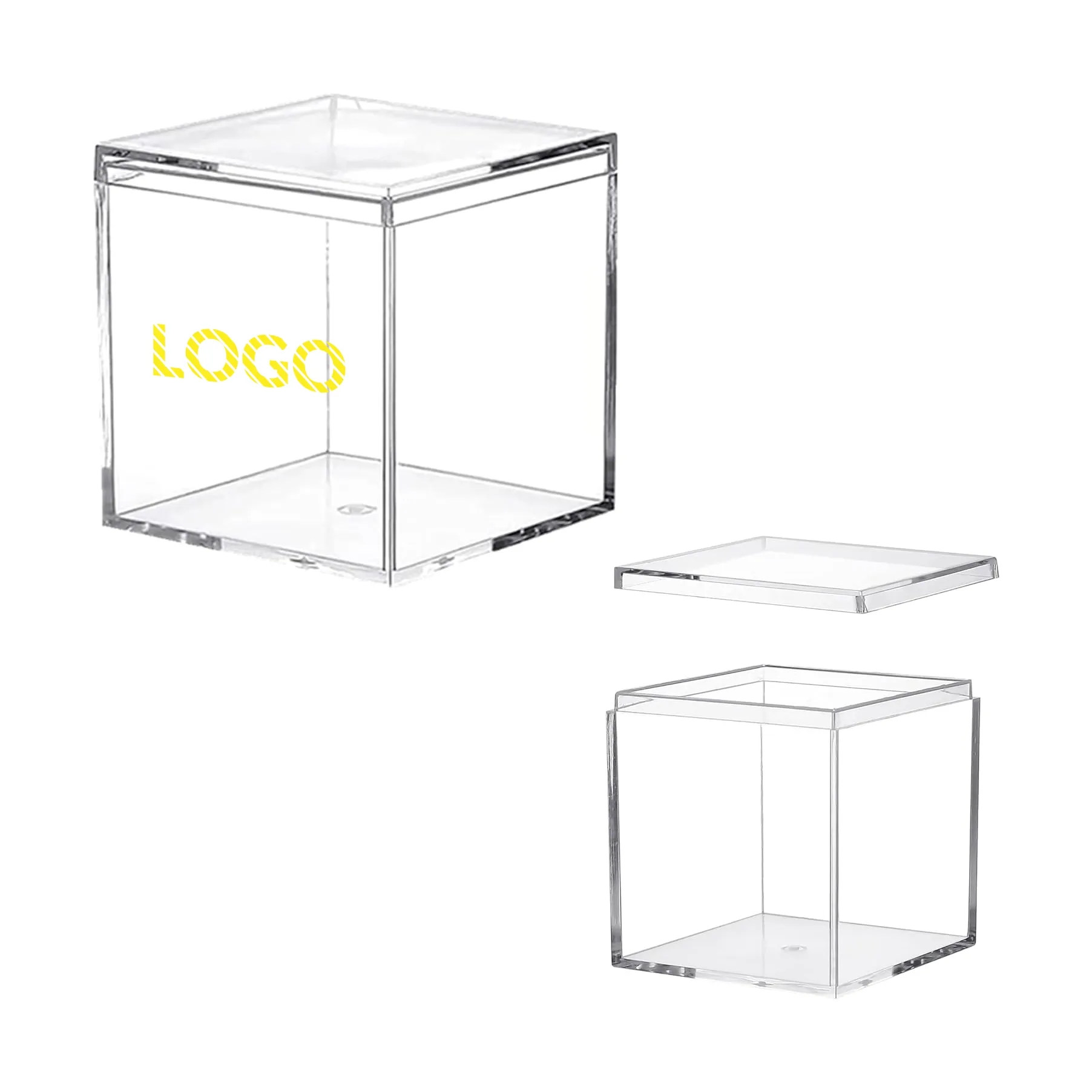 Small Clear Plastic Display Cube Box with Lid, 45x45x45mm
