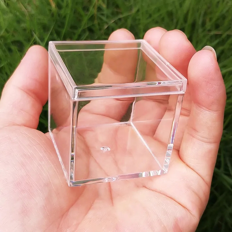 Small Clear Plastic Display Cube Box with Lid, 45x45x45mm