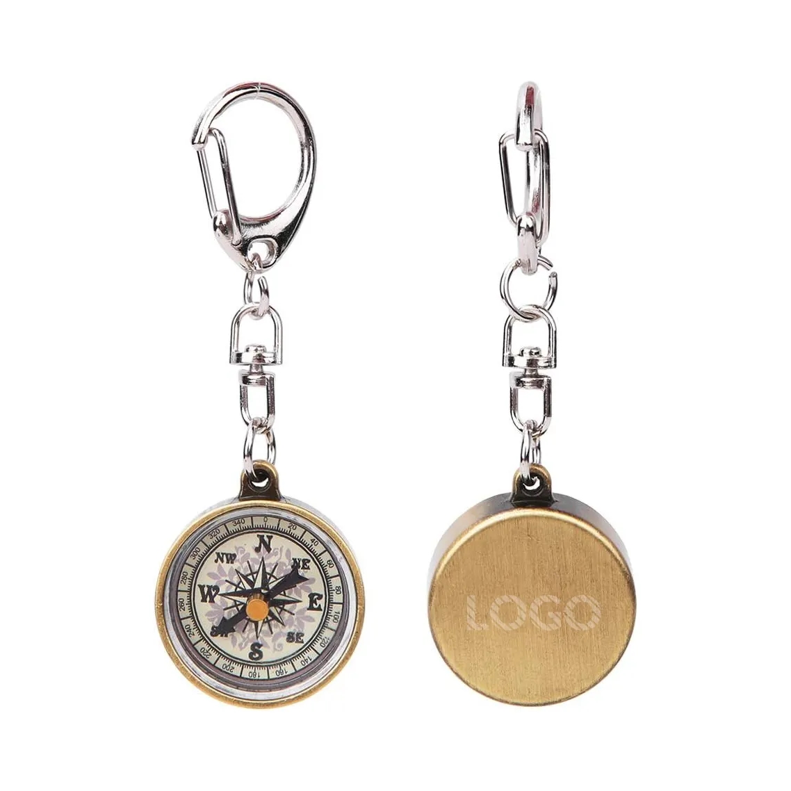 Vintage Zinc Alloy Portable Mini Pocket Compass Keychain