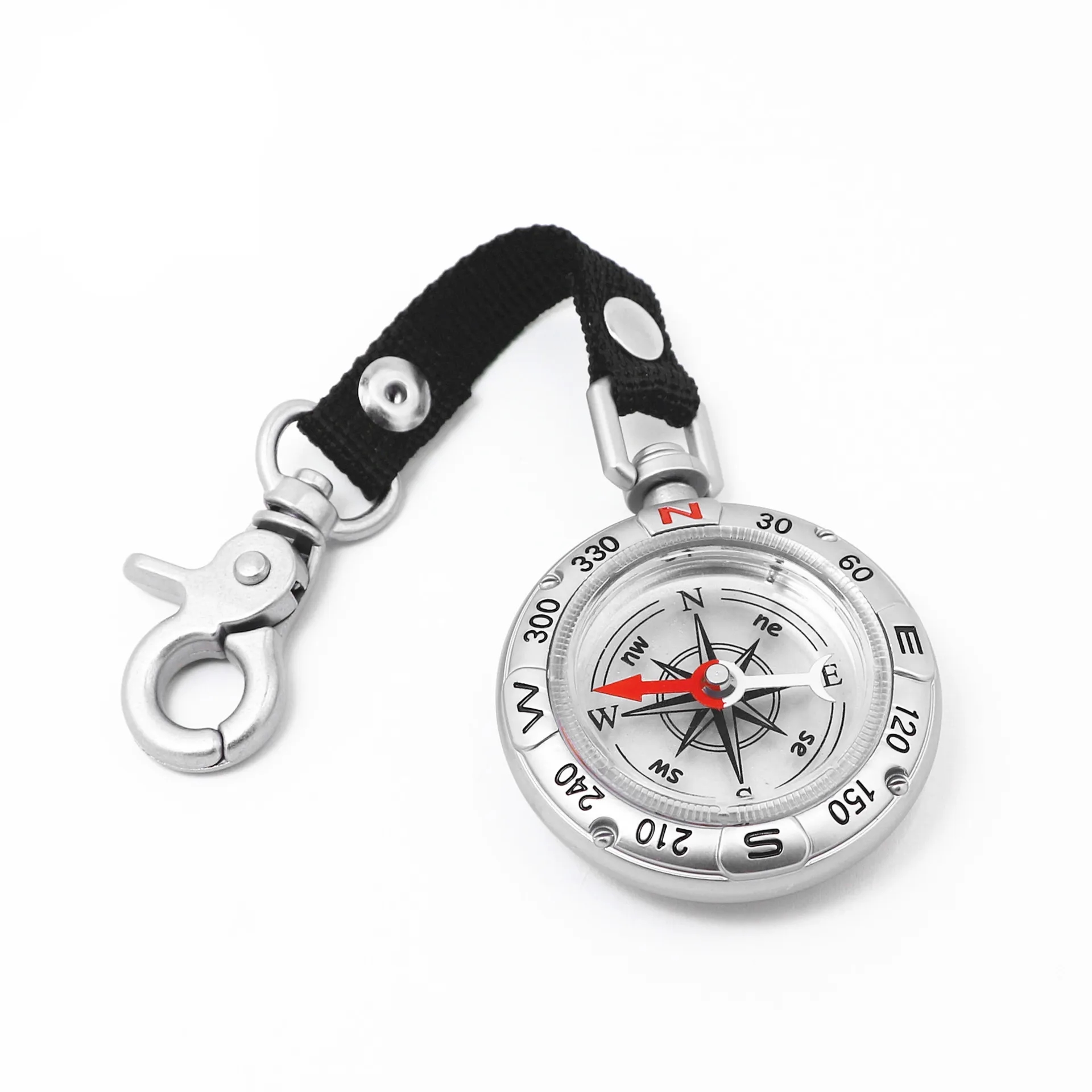 Zinc Alloy Portable Pocket Watch Compass w/ Keychain Clip