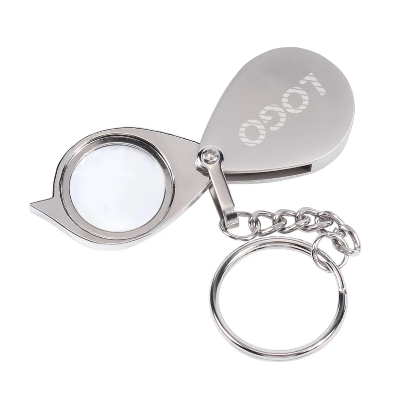 Zinc Alloy 10x Folding Pocket Magnifier with Keychain
