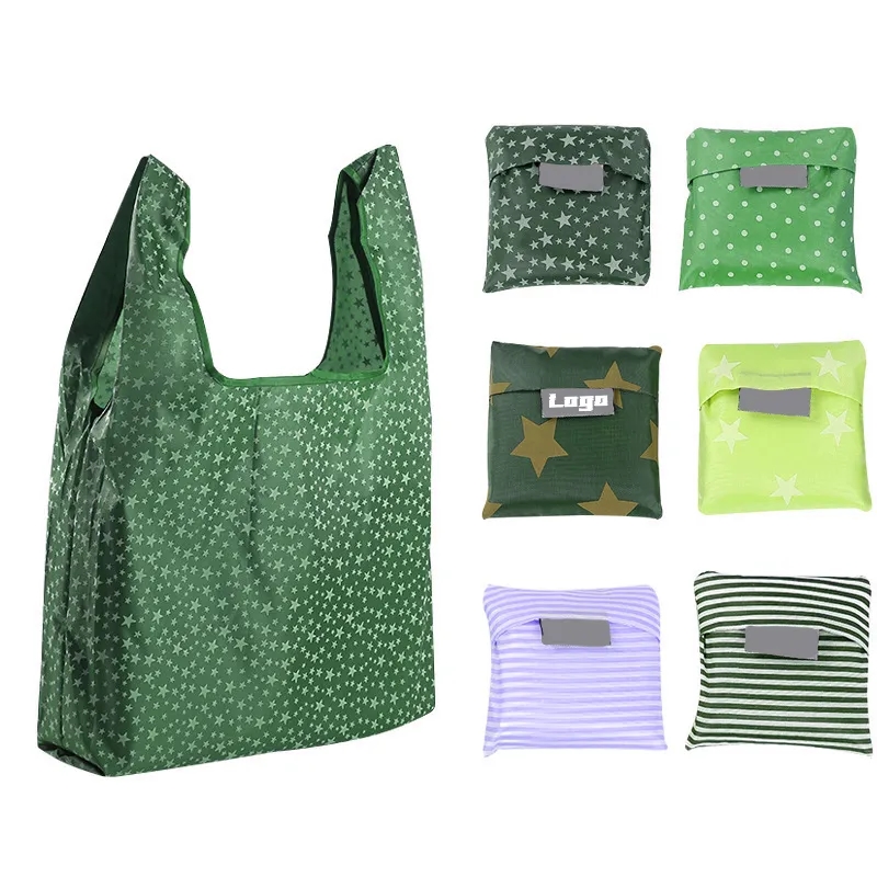 Compact Foldable Polyester Shopping Tote Bag for Groceries