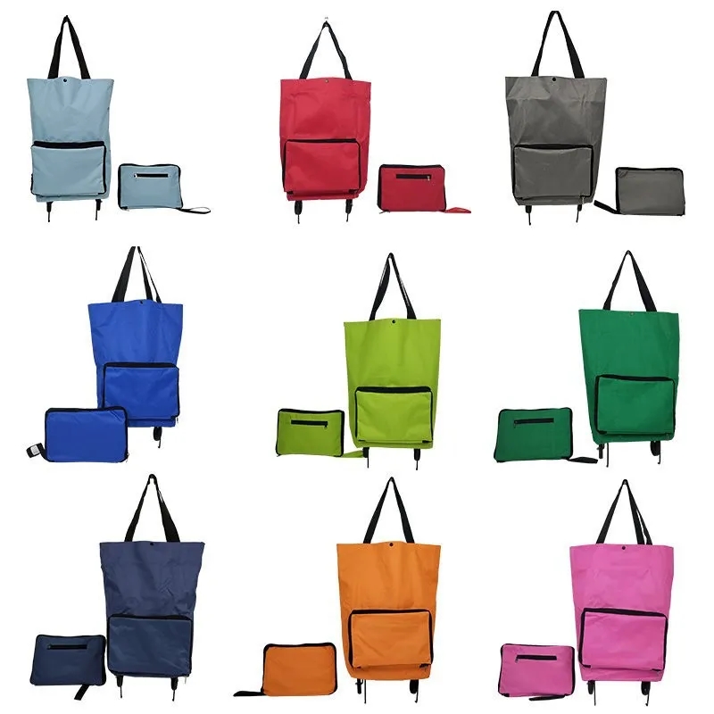 Foldable Shopping Trolley Cart with Retractable Pull Rod