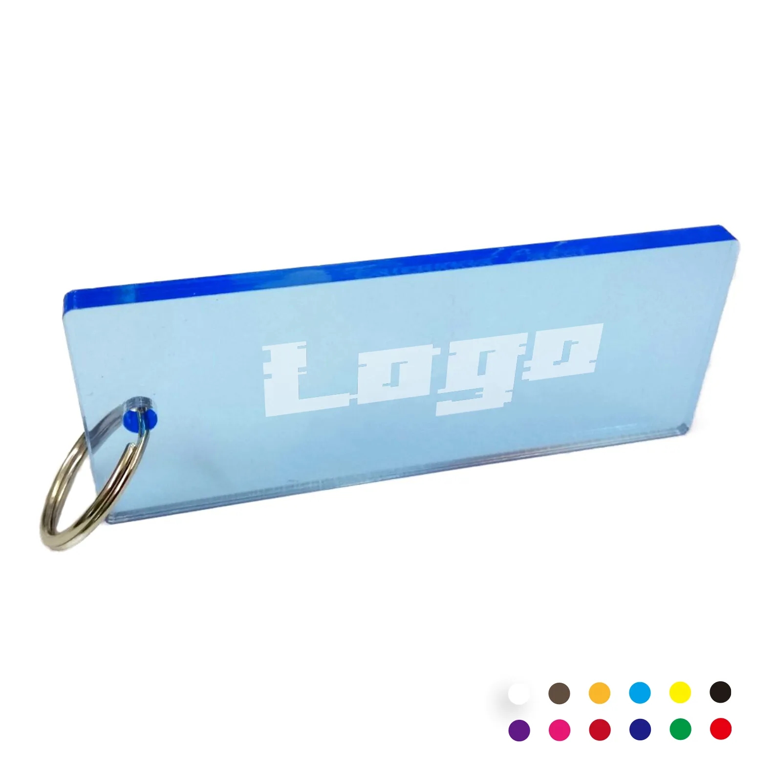 Laser Engraved Clear Colored Acrylic Key Fob w/ Ring