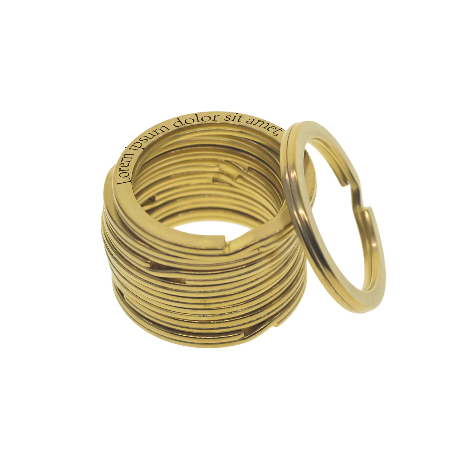 38mm Brass Round Flat Split Keyring for DIY Keychain Making