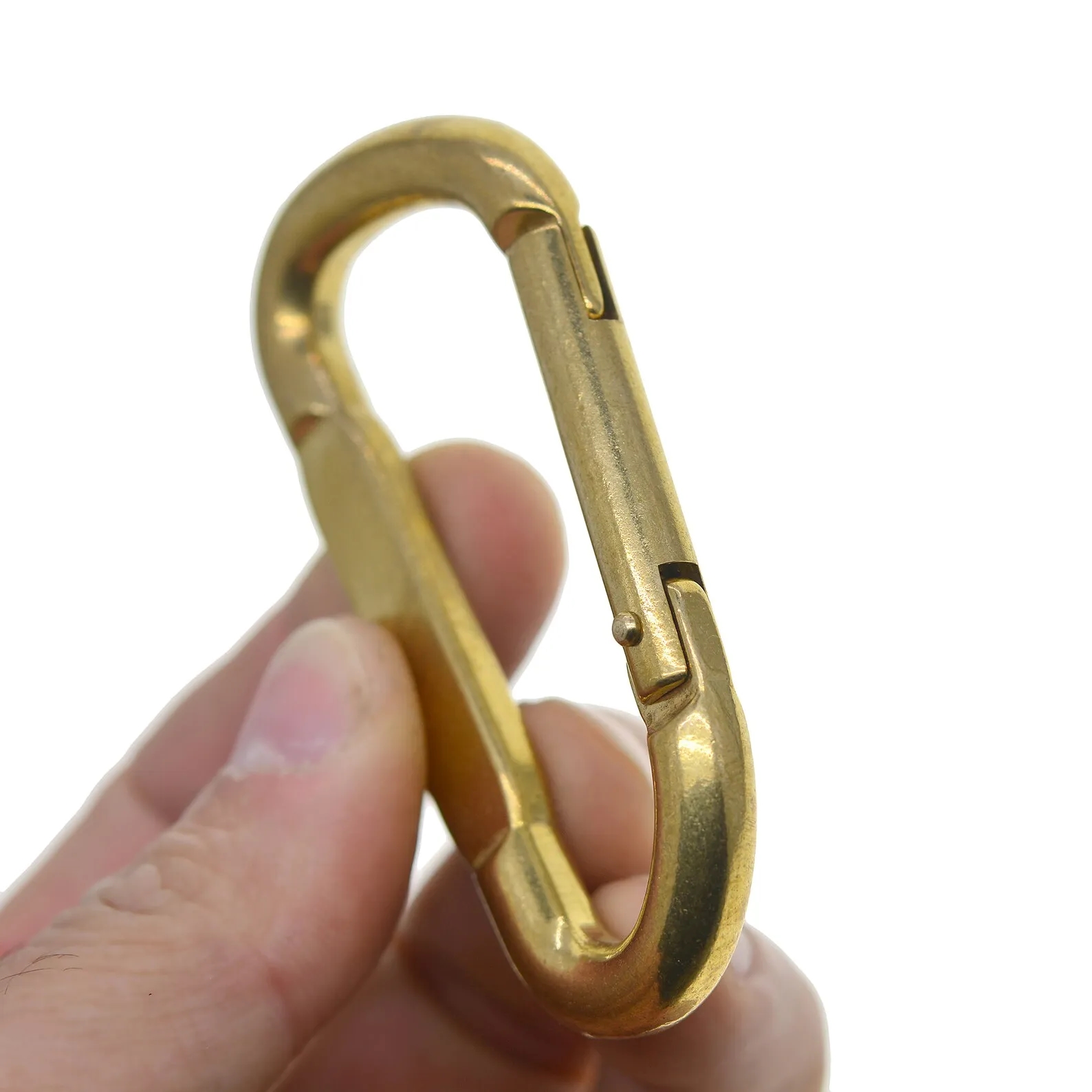 2.8" Solid Brass Oval Spring Snap Carabiner Keychain Hook