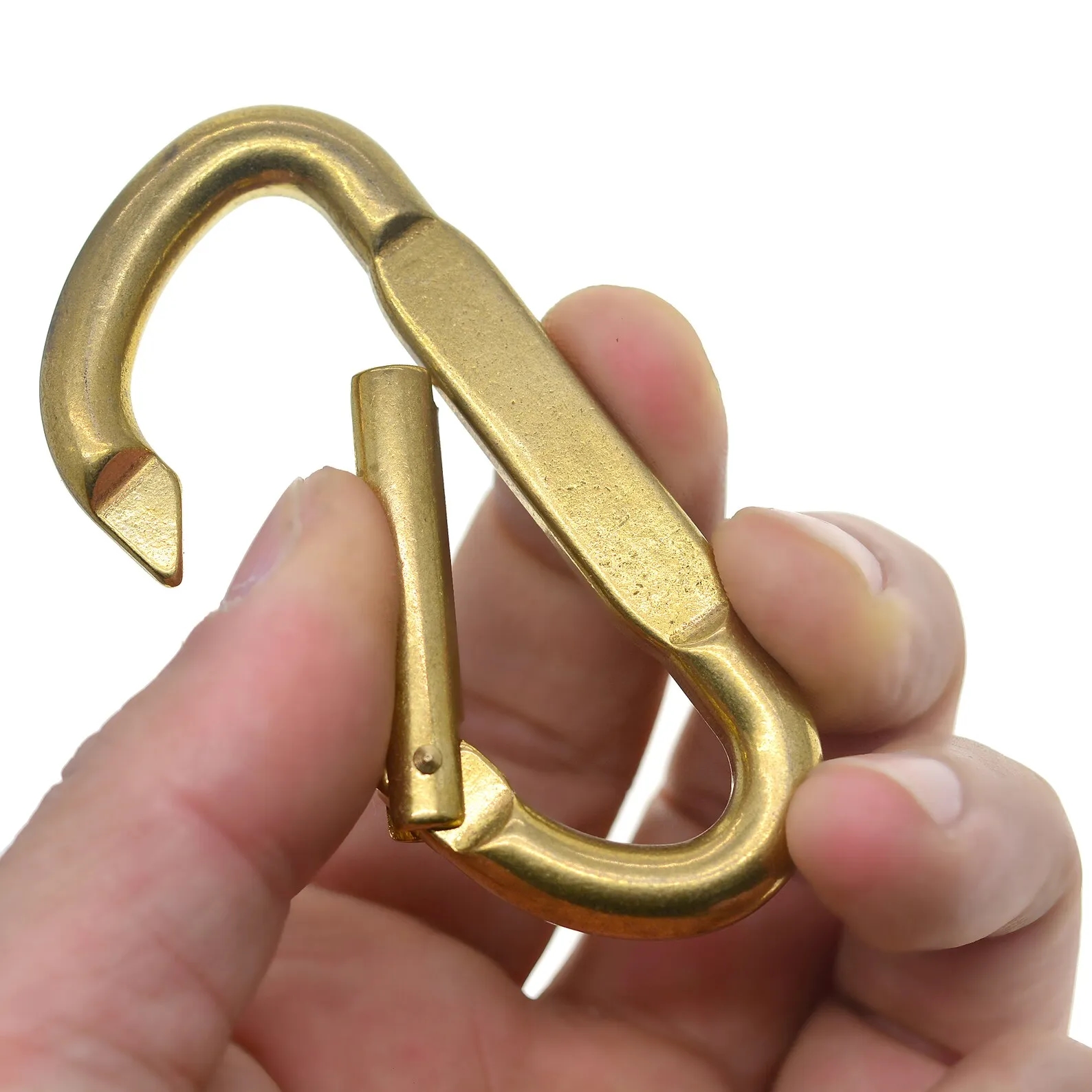 2.8" Solid Brass Oval Spring Snap Carabiner Keychain Hook