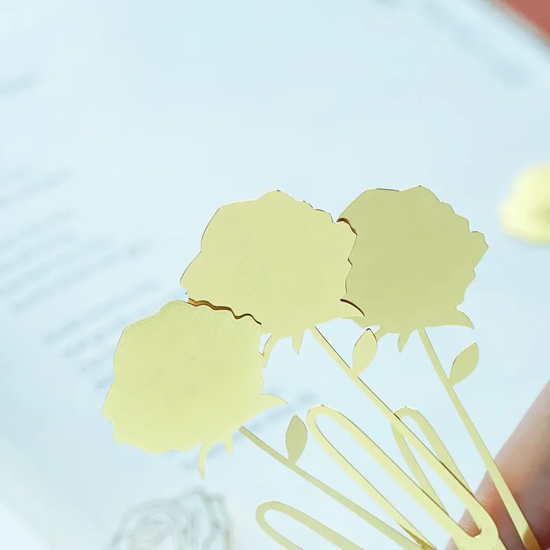 White Rose Gold Bookmark - Elegant Page Holder & Clip