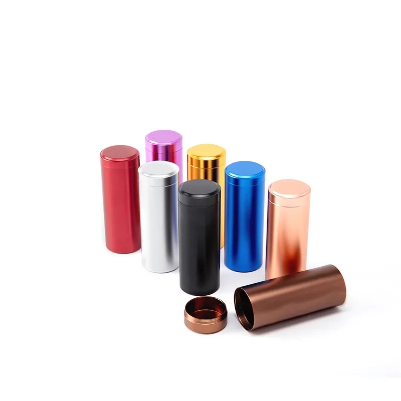 Stylish Tall Aluminum Alloy Tea Canister Tin Can