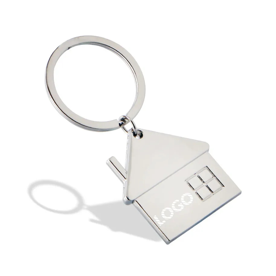 Metal House Keychain Pendant Gift with Laser Logo