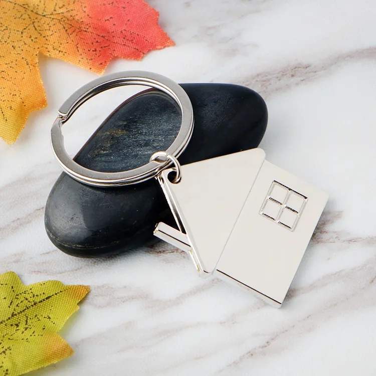 Metal House Keychain Pendant Gift with Laser Logo
