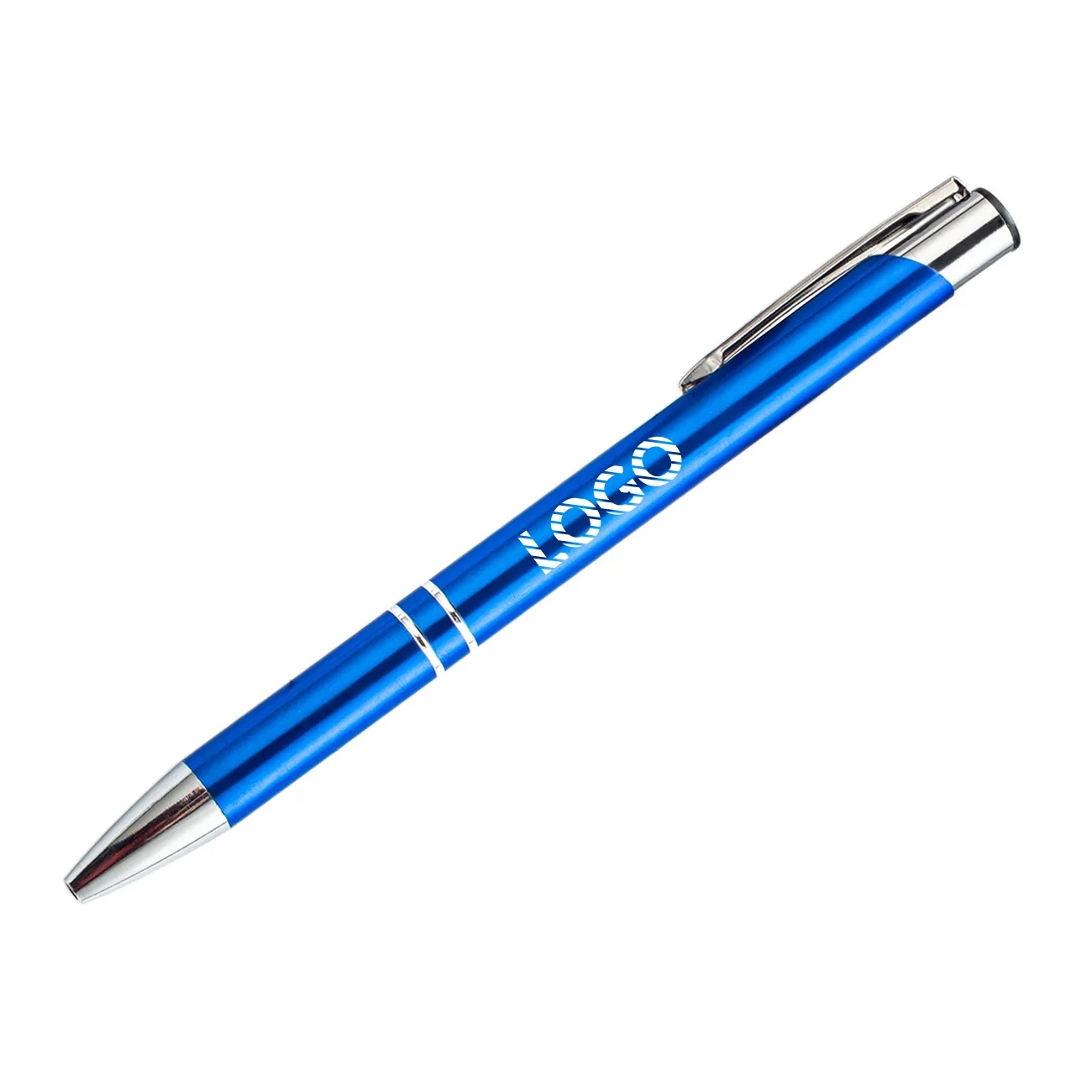Metallic Push-Action Aluminum Ballpoint Pen with Clip
