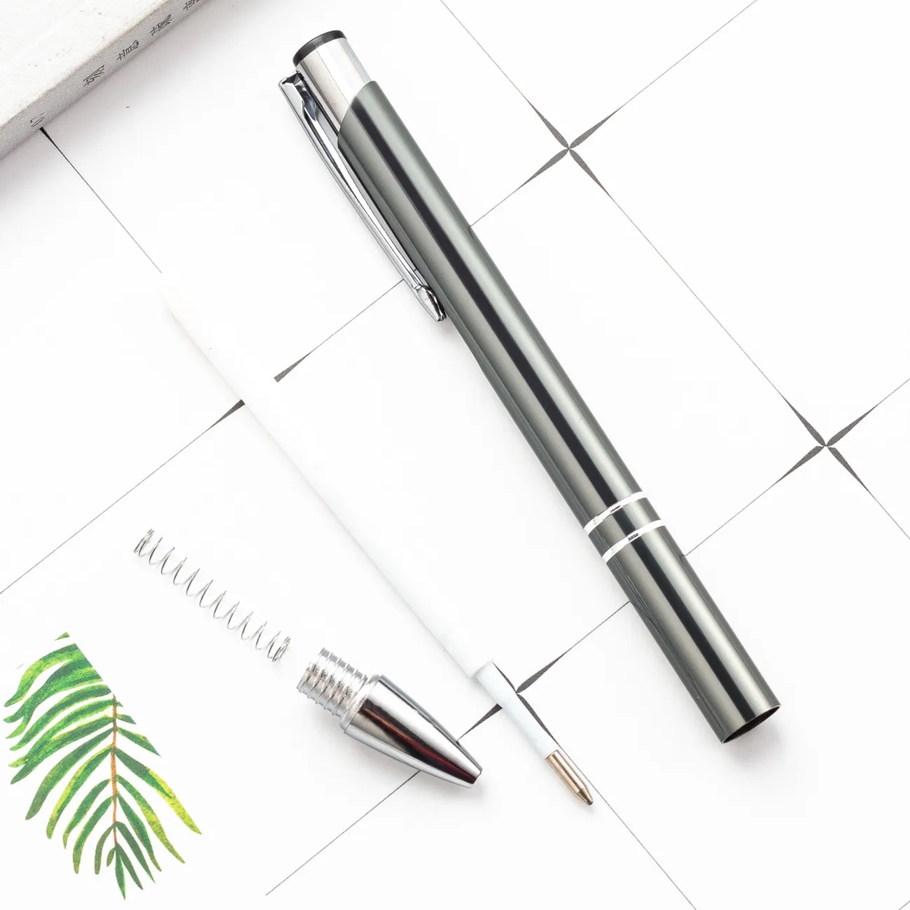 Metallic Push-Action Aluminum Ballpoint Pen with Clip
