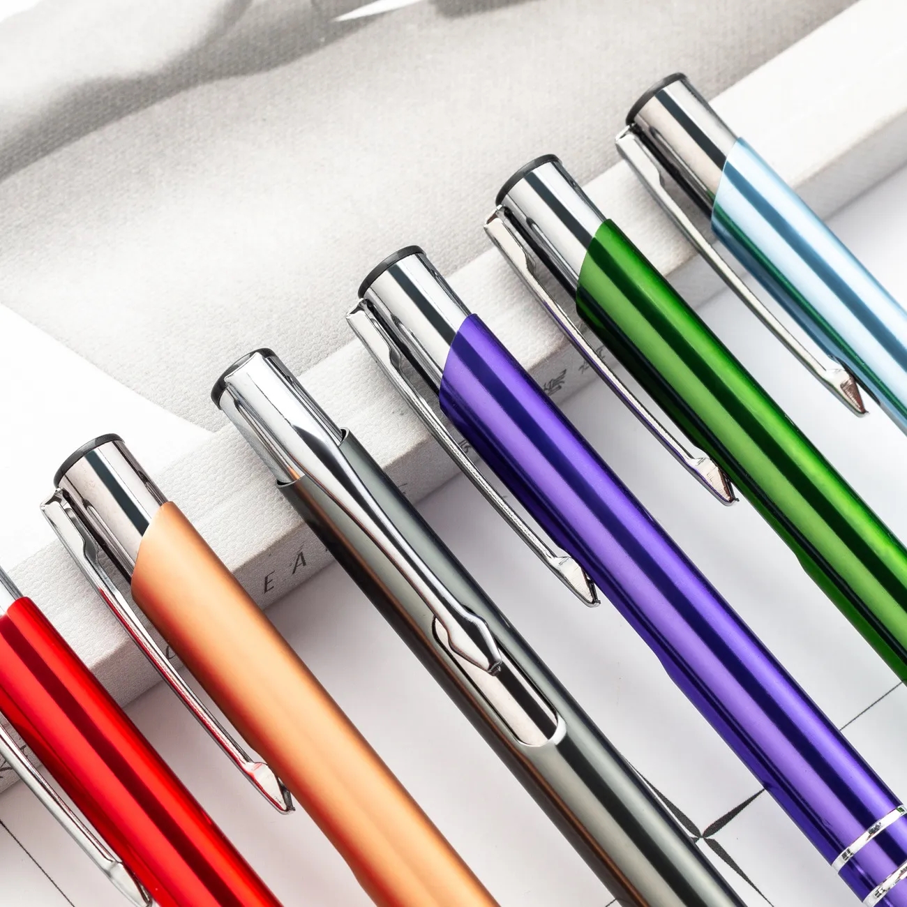 Metallic Push-Action Aluminum Ballpoint Pen with Clip