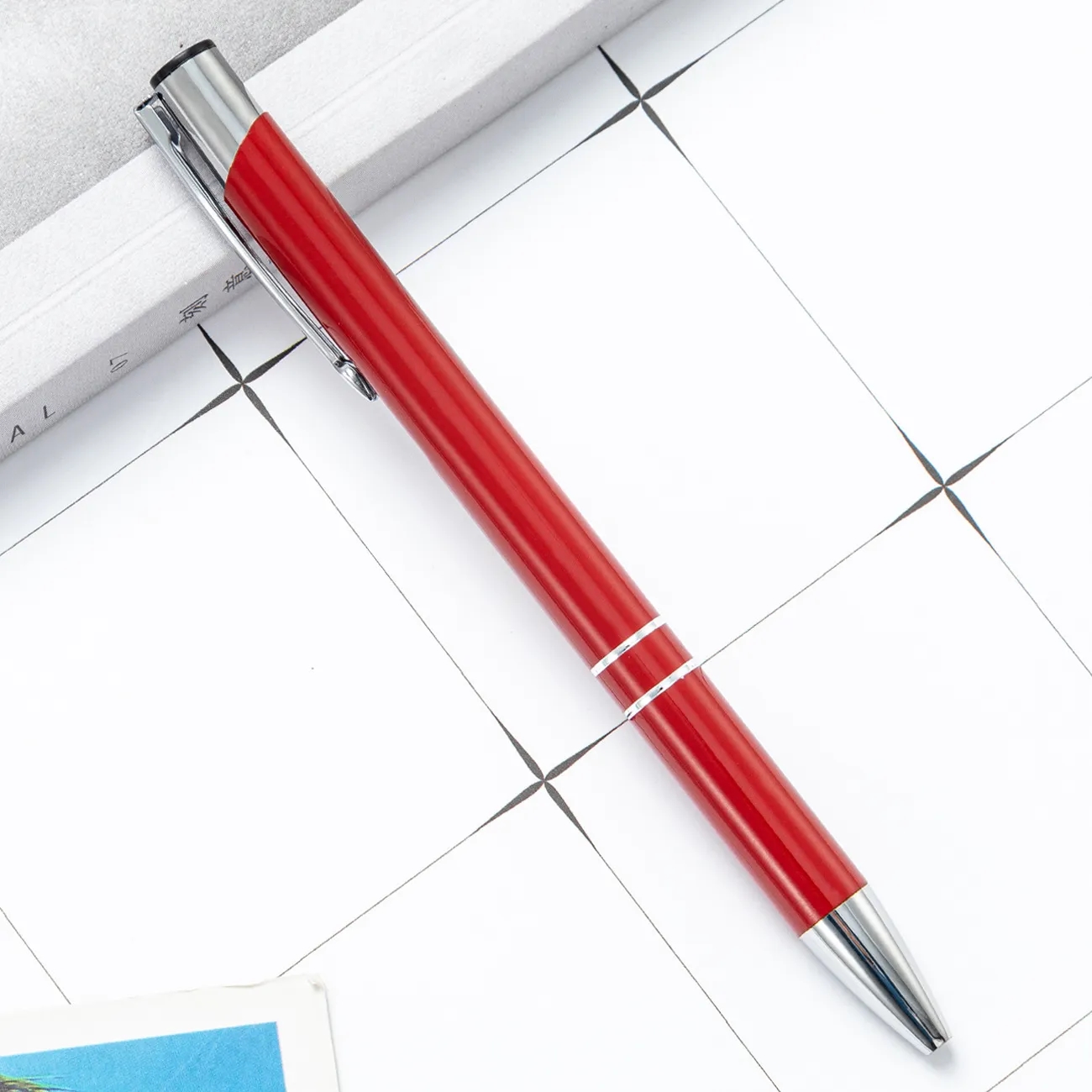 Metallic Push-Action Aluminum Ballpoint Pen with Clip
