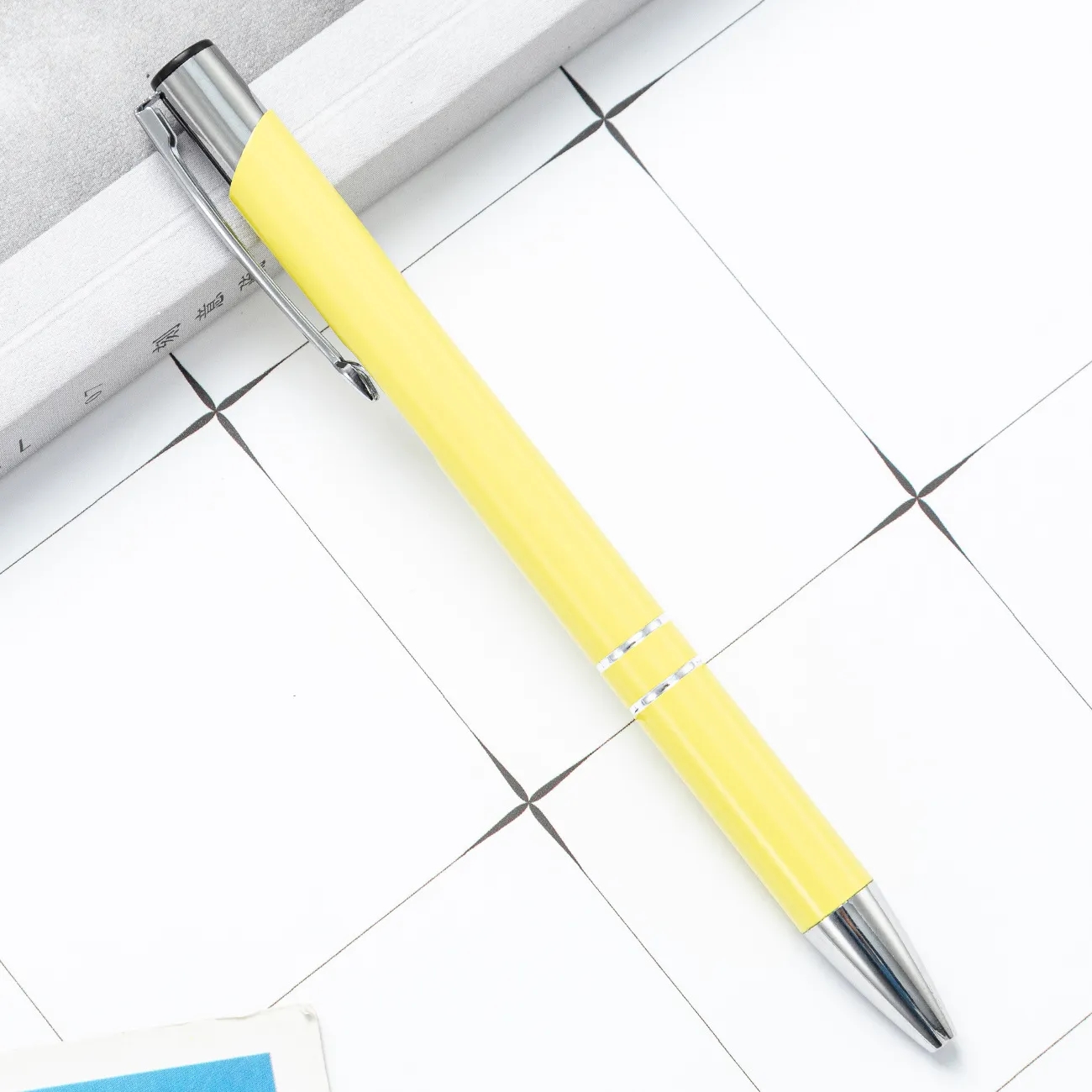 Metallic Push-Action Aluminum Ballpoint Pen with Clip