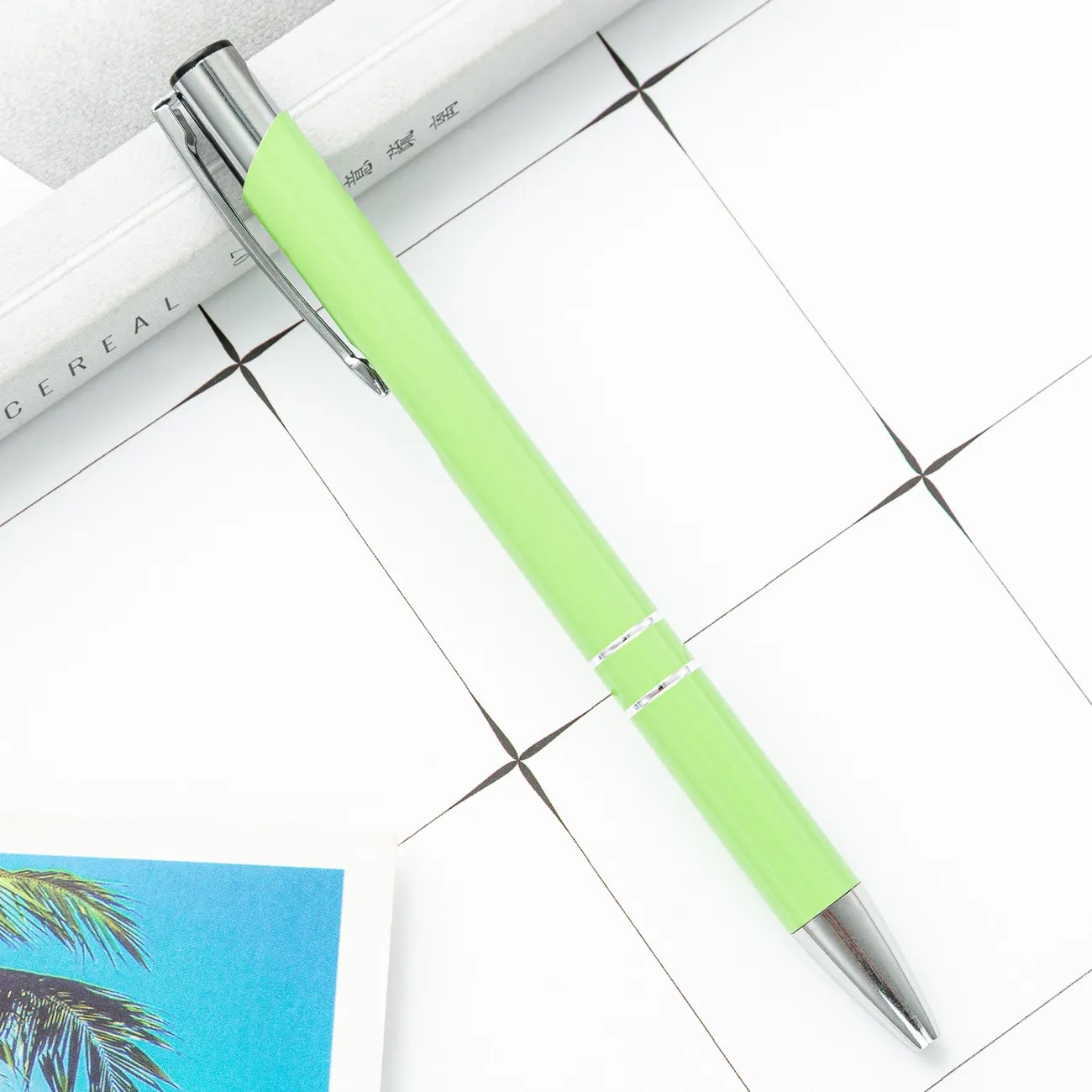 Metallic Push-Action Aluminum Ballpoint Pen with Clip