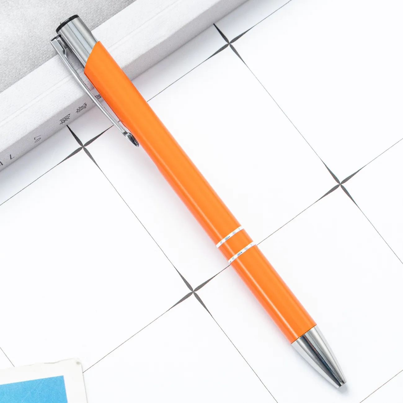 Metallic Push-Action Aluminum Ballpoint Pen with Clip